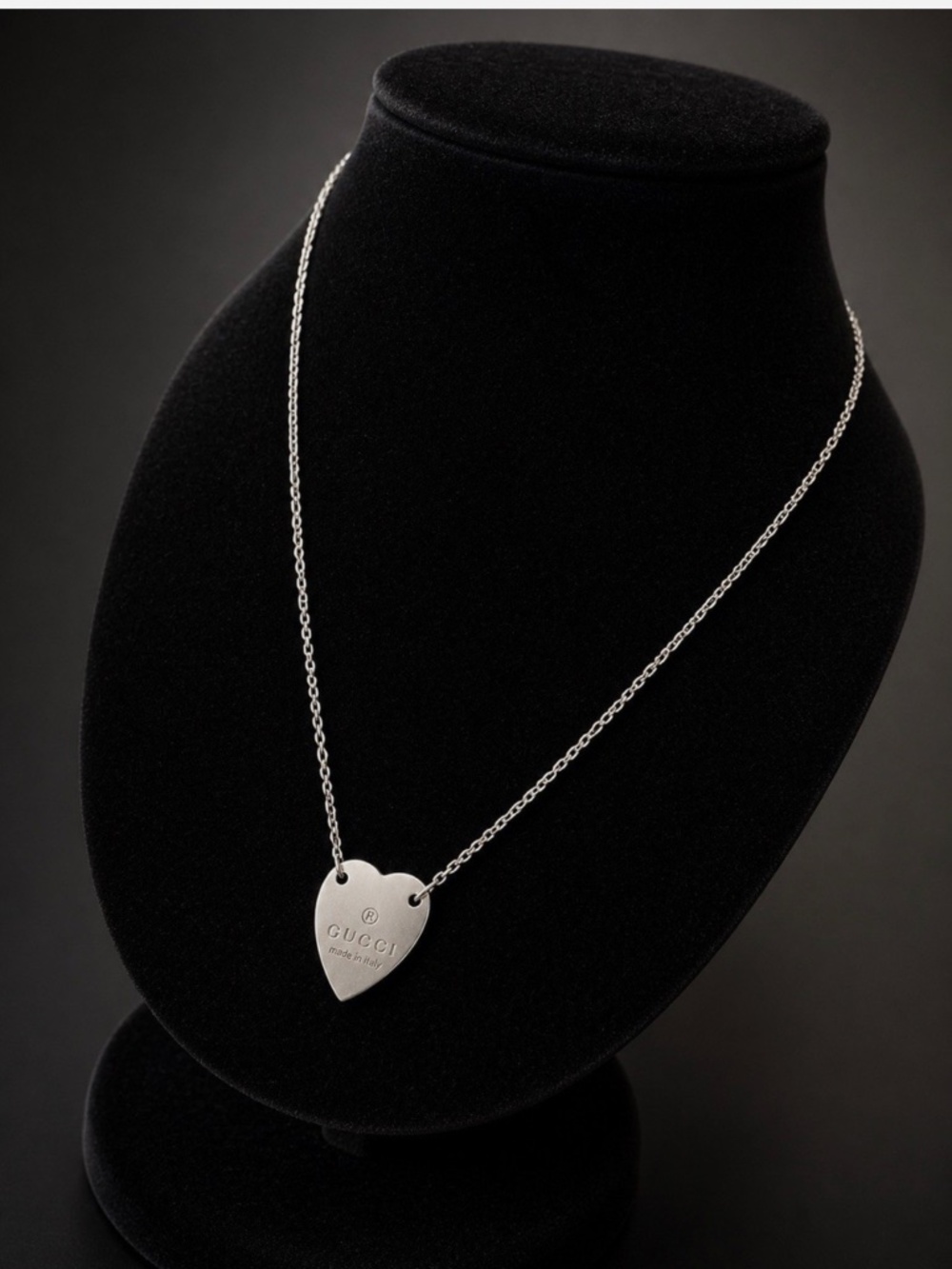 Gucci Sterling Silver 925 Heart Tag Pendant Necklace Made in Italy / Style Y2K